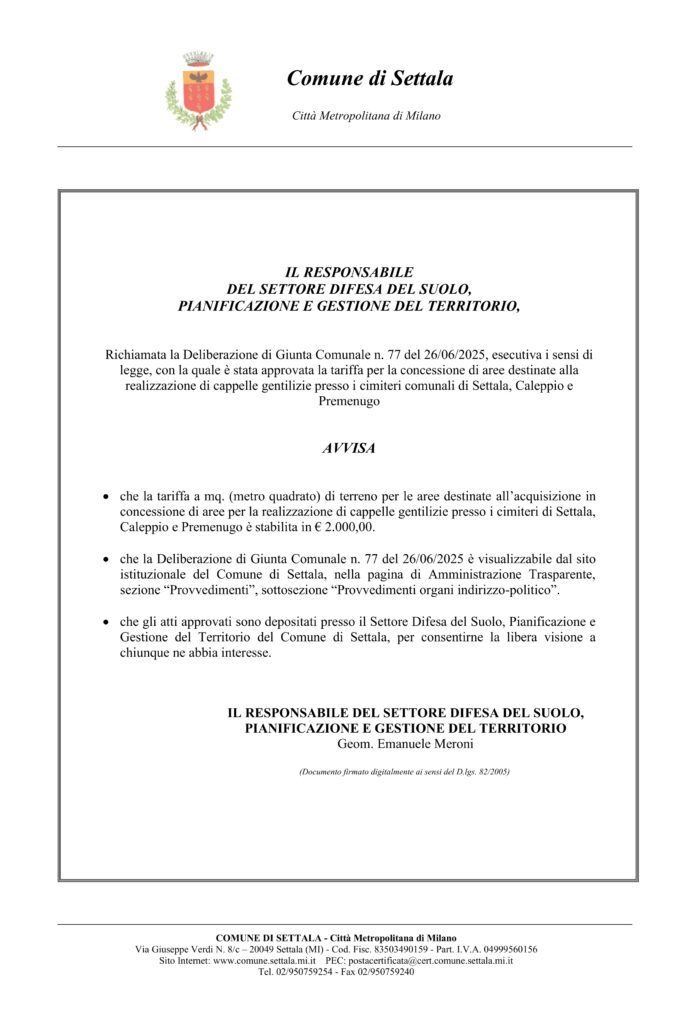 AVVISO CAPPELLE GENTILIZIE